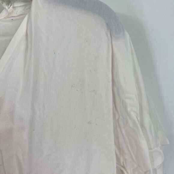 Sim & Sam White Crop Blouse with Tie Front and Short Sleeves size L - Picture 3 of 4